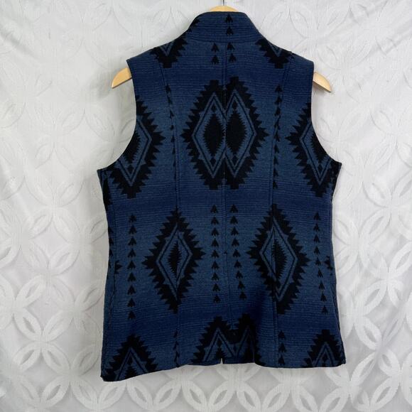 Back In The Saddle Southwest Fleece Blue Vest Size M - Picture 5 of 5